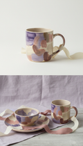 Set de tazas cerámica pintadas a mano